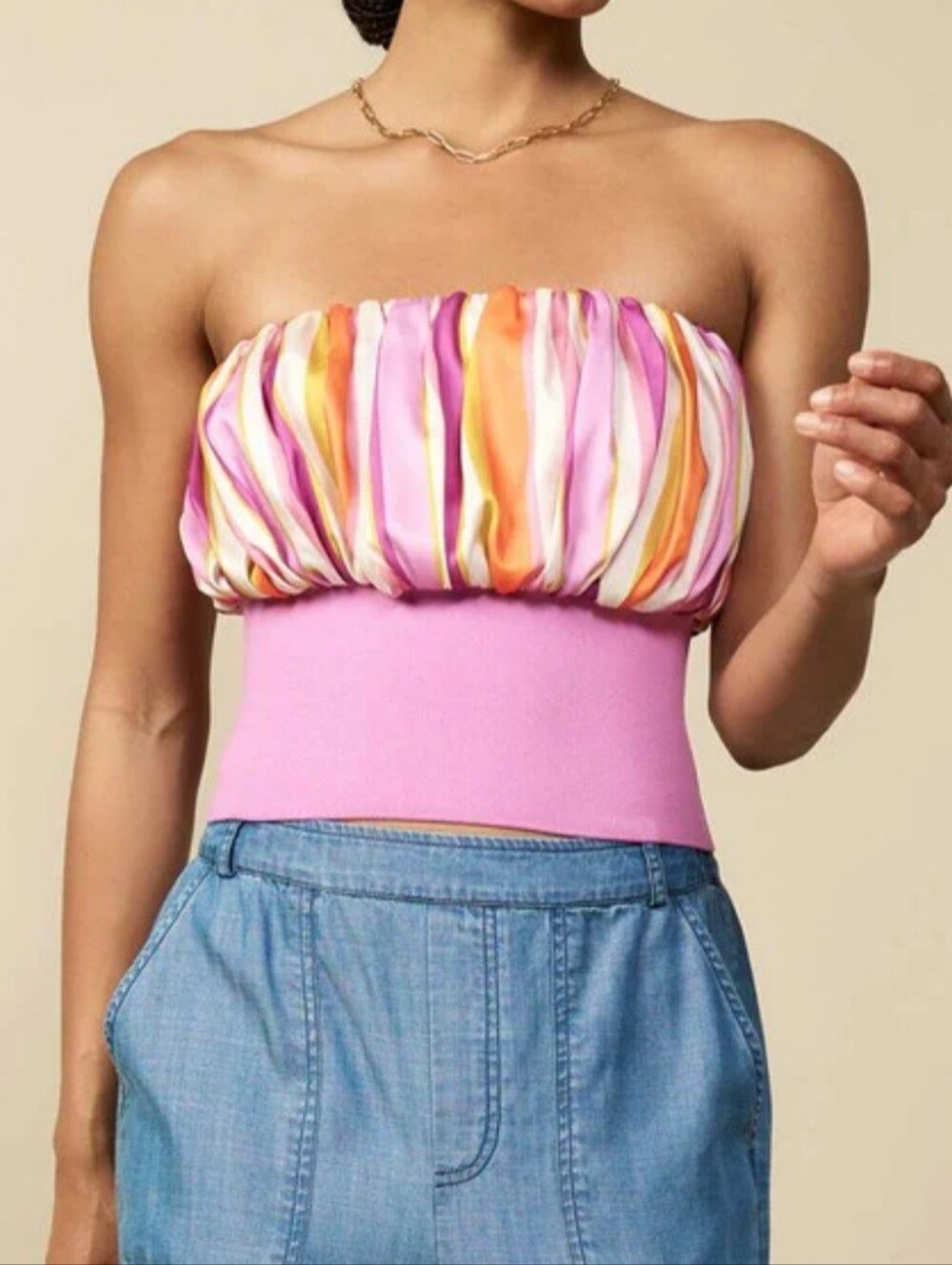 Current Air Dorothy Tube Top Small Stripes Retro Weekend Party Strapless Beach